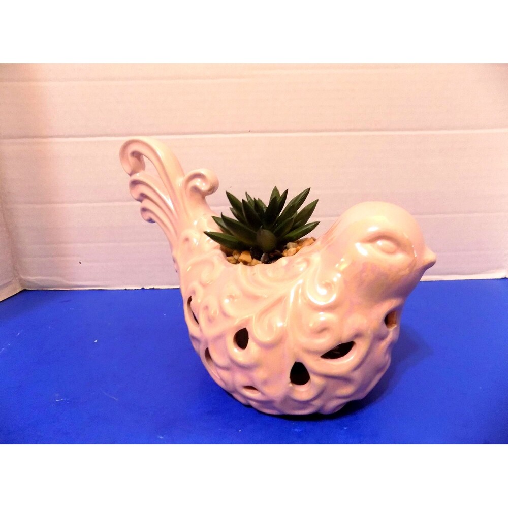 NEW Bird Dove Figurine GC Home Decor Sachet Potpourri Holder Faux Plant